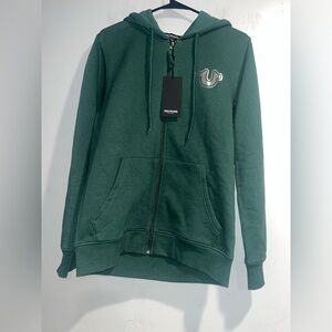 TRUE RELIGION Foil Triology full zip hoodie in Dark green NWT